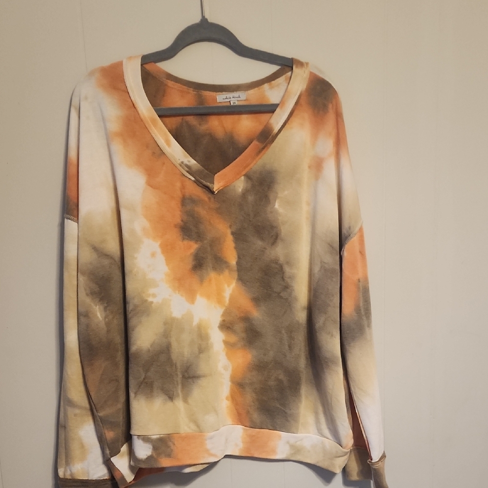 White Birch Orange and Brown Knit Top